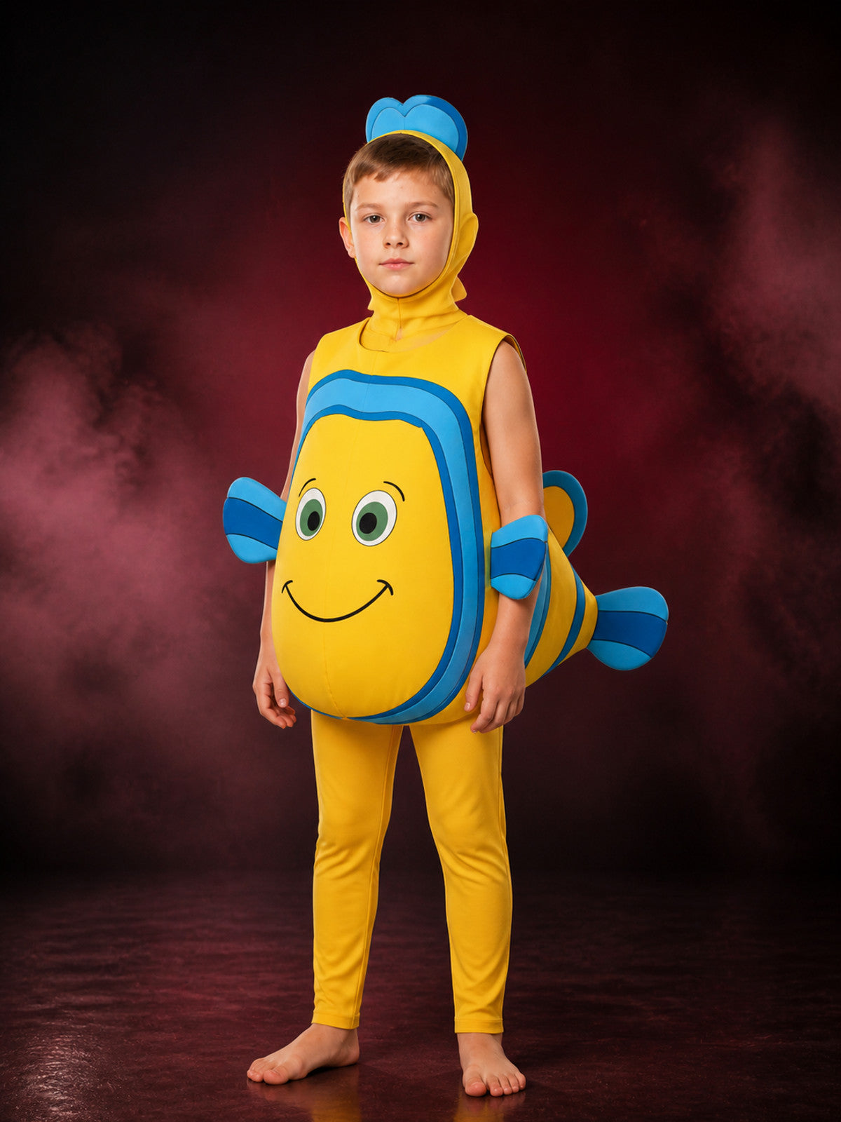 Kids Nemo Clownfish Costume Jumpsuit, Hooded Fish Design Halloween Outfit