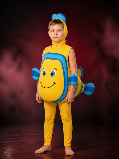 Kids Nemo Clownfish Costume Jumpsuit, Hooded Fish Design Halloween Outfit