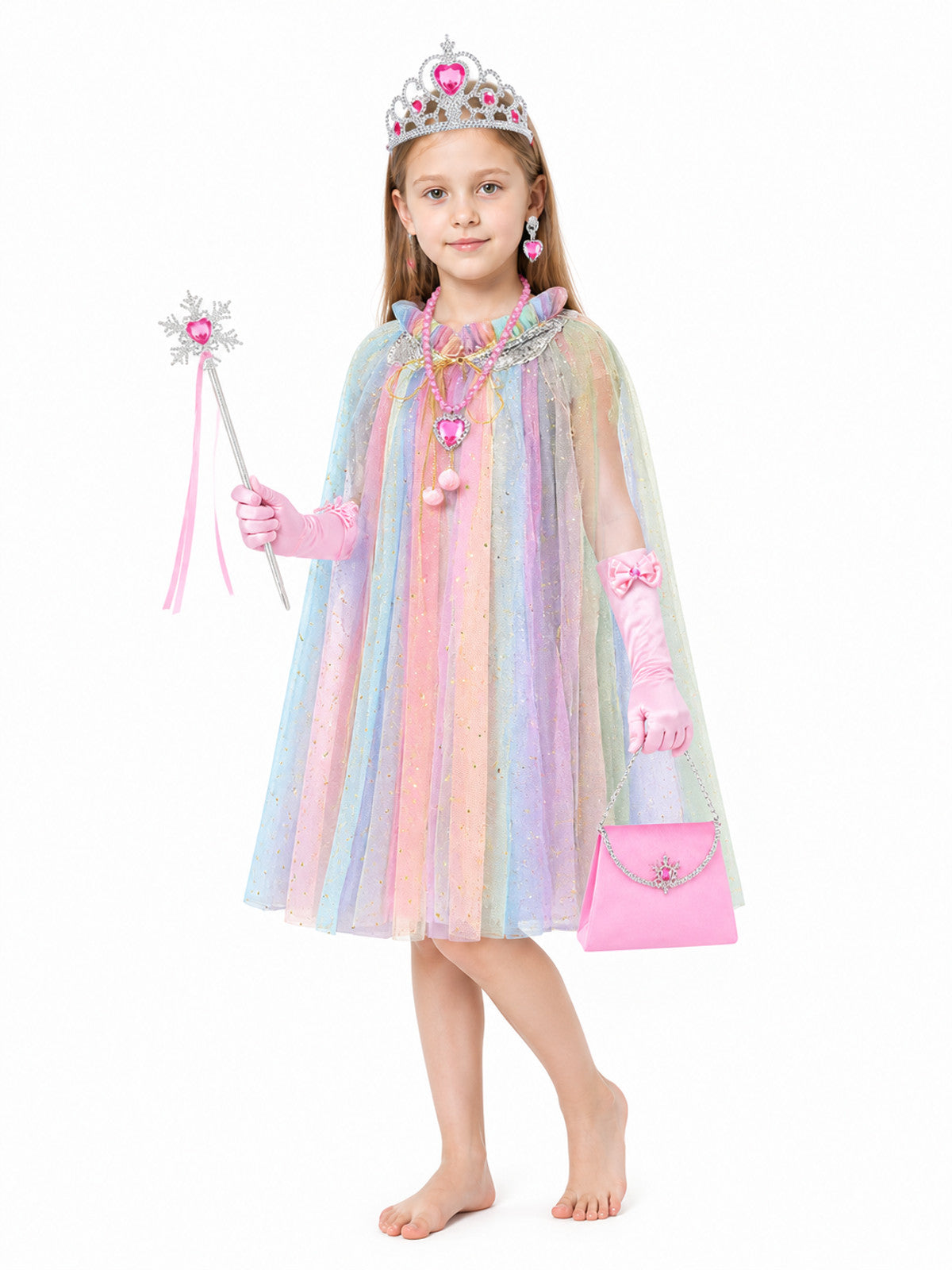 Children's Multicolored Cape with Crown and Stars Costume Capes detail