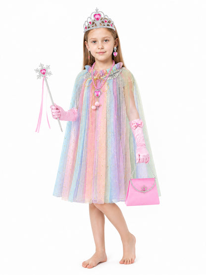 Children's Multicolored Cape with Crown and Stars Costume Capes detail