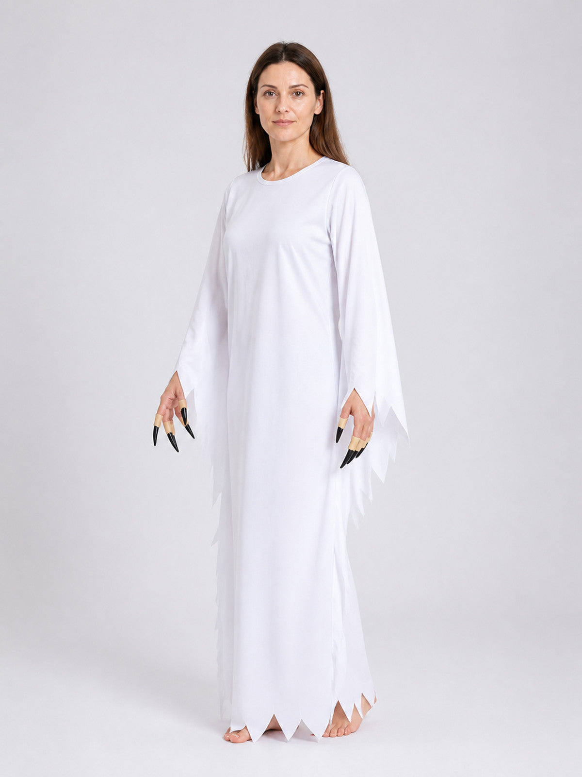 White Zombie Costume, Long Robe with Jagged Edges