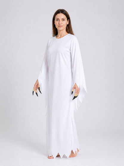 White Zombie Costume, Long Robe with Jagged Edges