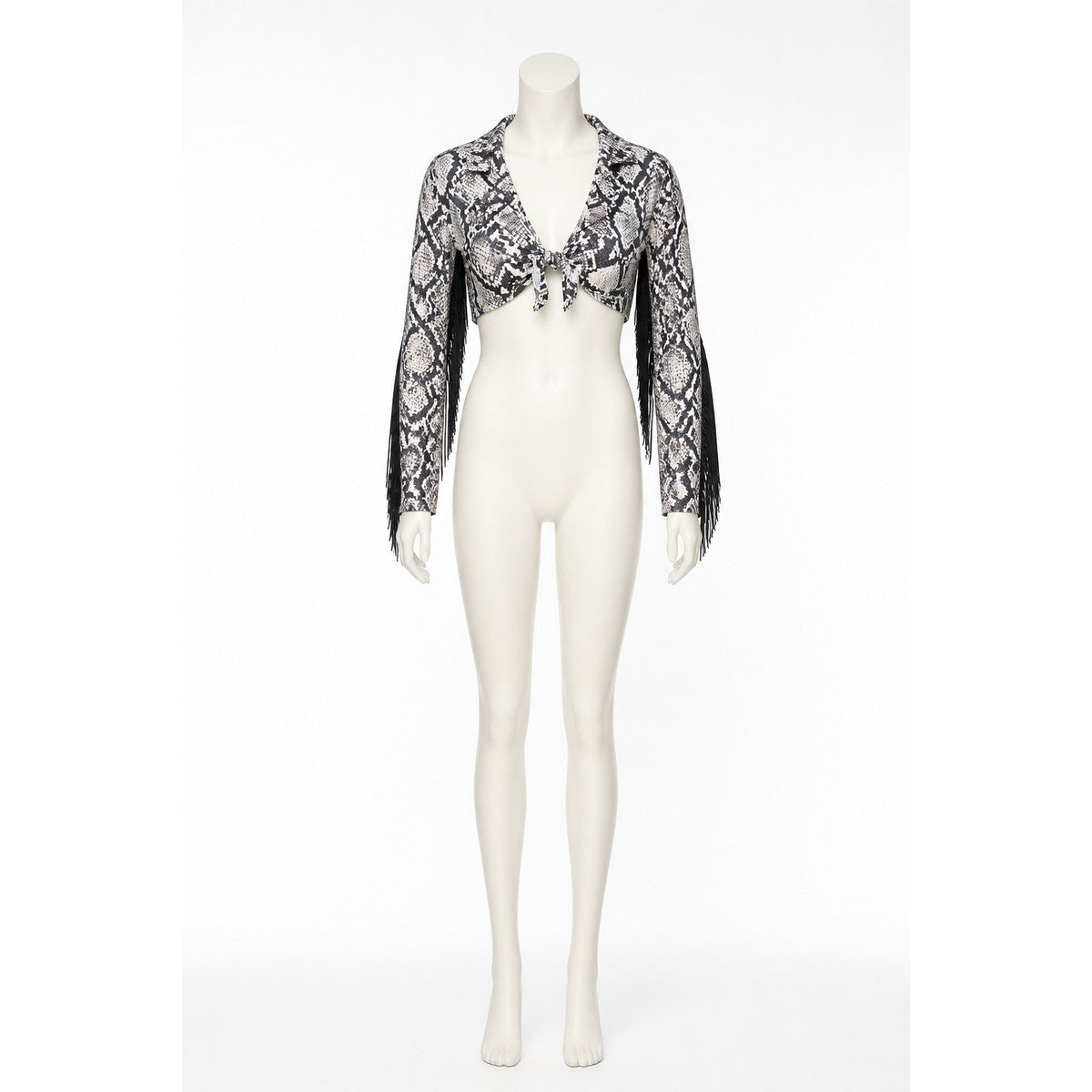 Cropped Jacket with Fringe and Snake Print product detail