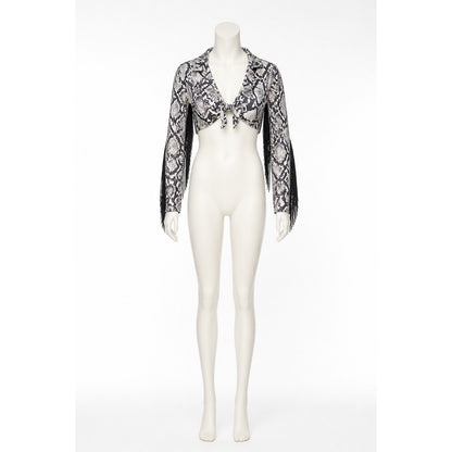 Cropped Jacket with Fringe and Snake Print product detail