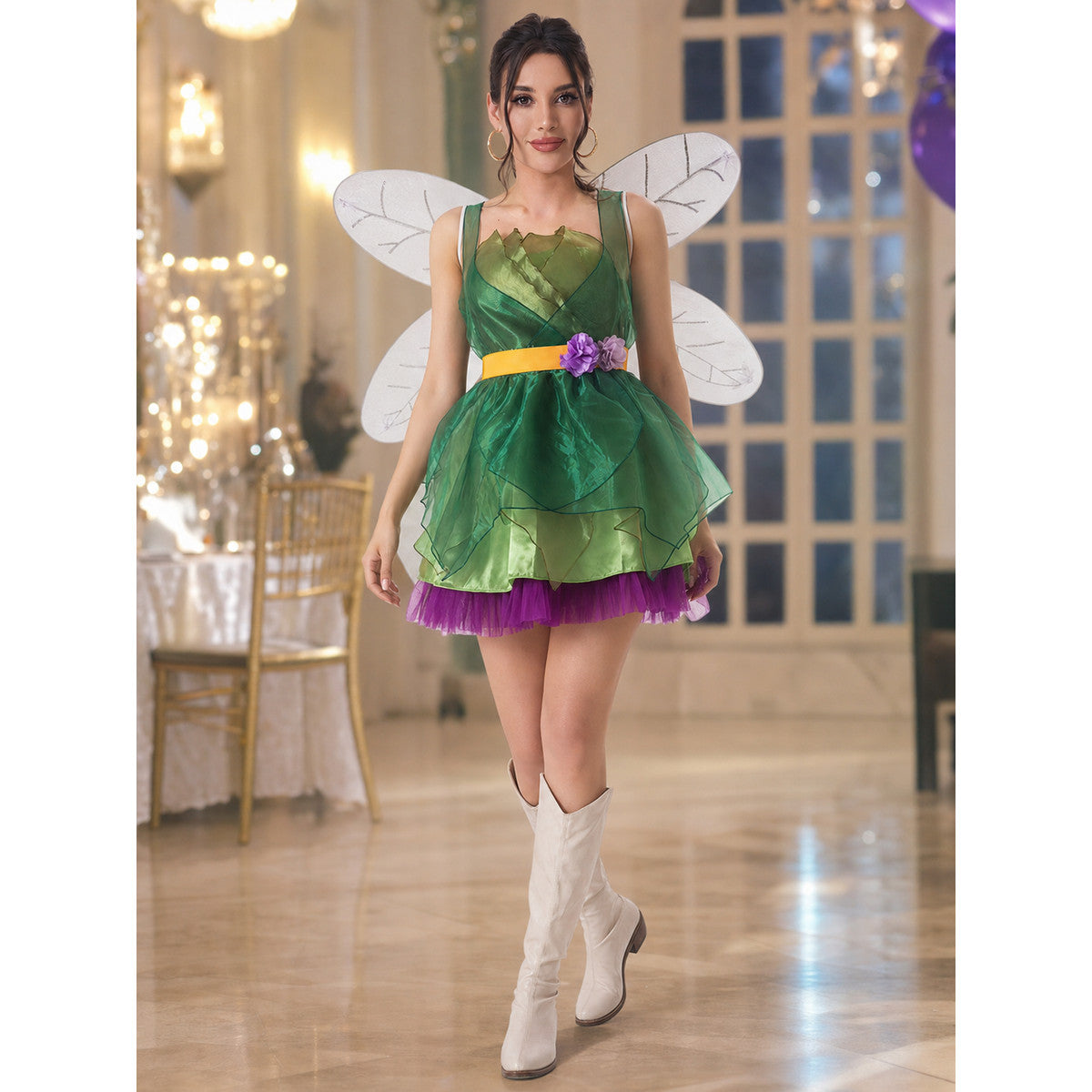 Green Elf Costume with Wings for Cosplay
