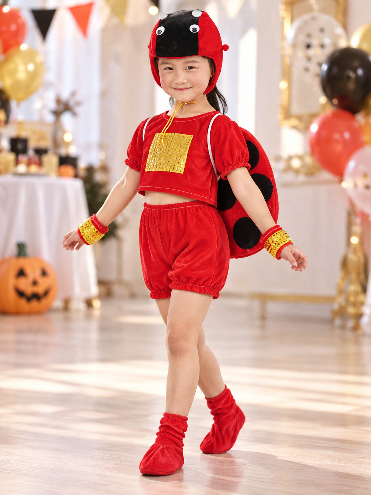 Kids' ladybug costume red and black