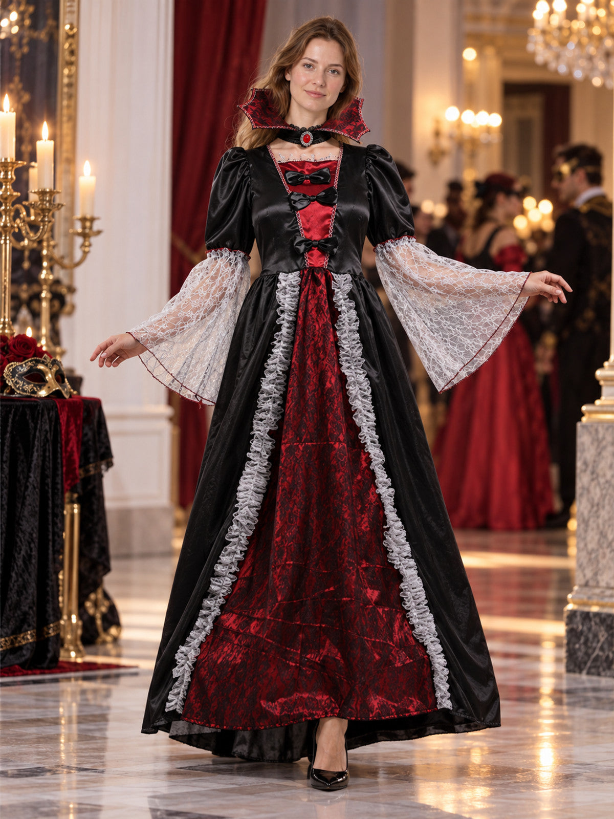 Halloween Carnival Costume with Dress and Collar
