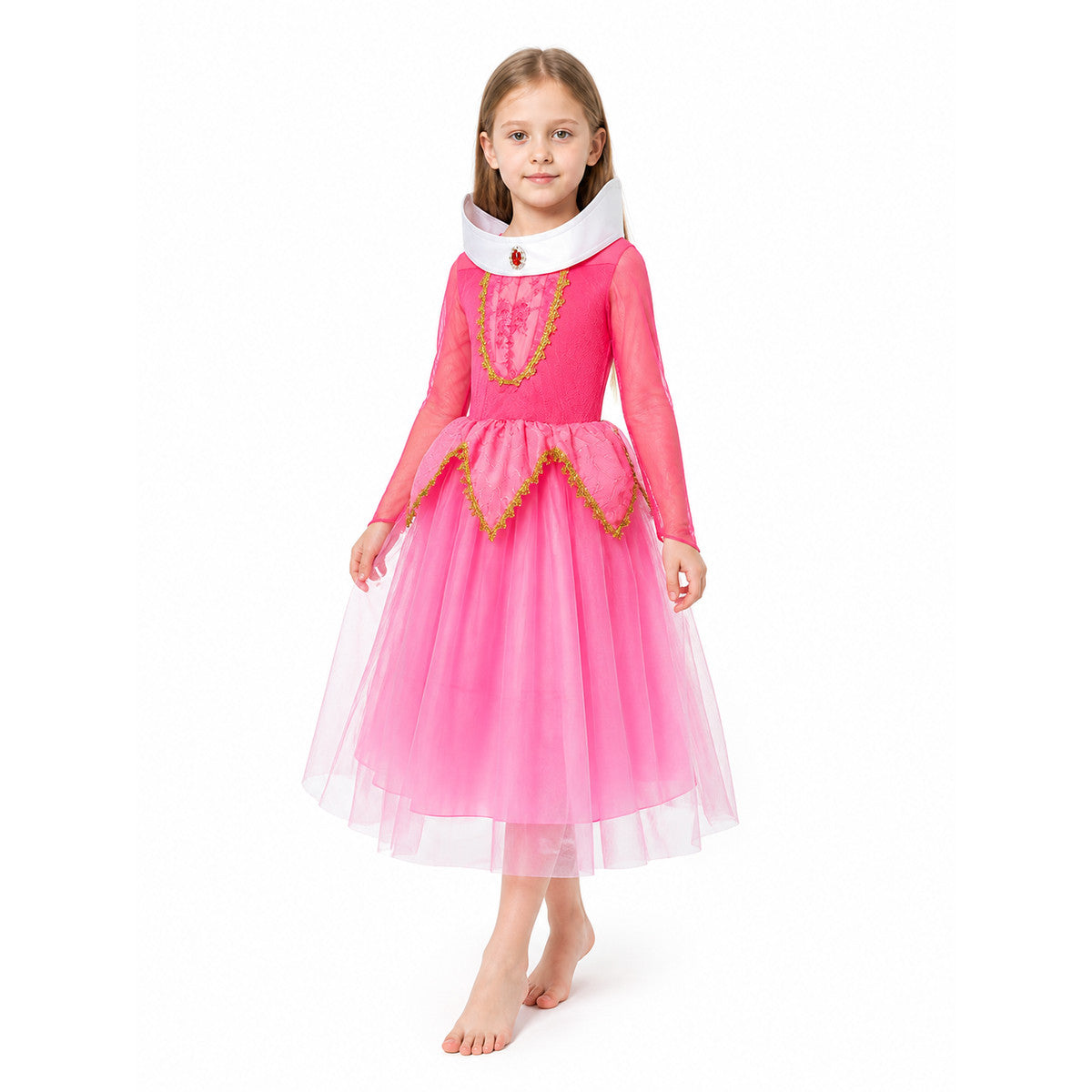 Full White, Pink, and Gold Princess Dress Costume Dresses detail