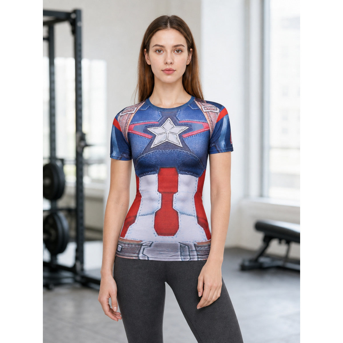 Superhero print T-shirt, slim fit lifestyle view