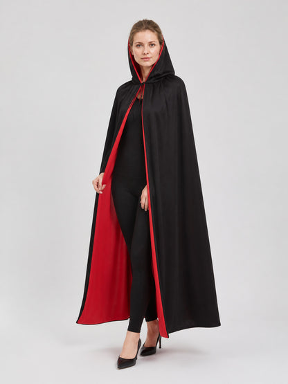Black and Red Reversible Hooded Cloak for Cosplay