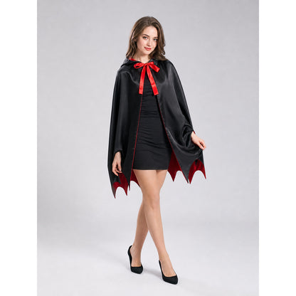 Hooded Vampire Cloak Cape, Red and Black
