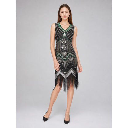 Vintage Retro-Style Fringe and Sequin Dress