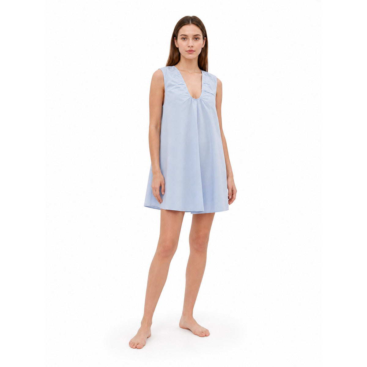 Sleeveless A-Line Dress with a Gathered Neckline Costume Dresses detail