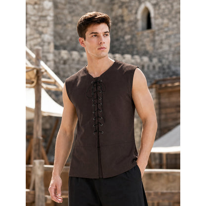Dark Brown Lace-Up Suit Vest lifestyle view