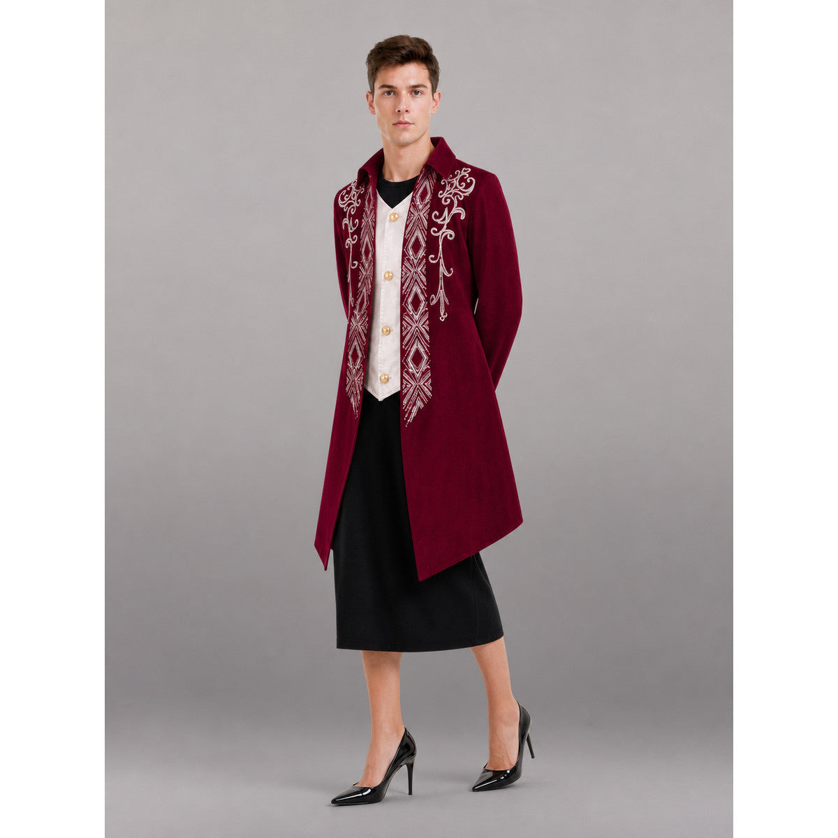 Burgundy Tailcoat Jacket with White Trim occasion guide