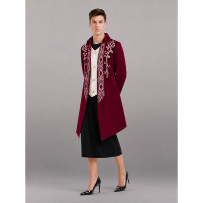 Burgundy Tailcoat Jacket with White Trim occasion guide