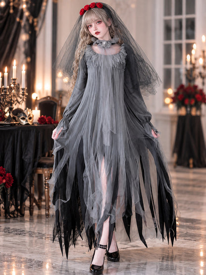 Carnival Costume with Veil, Spider, and Flowers
