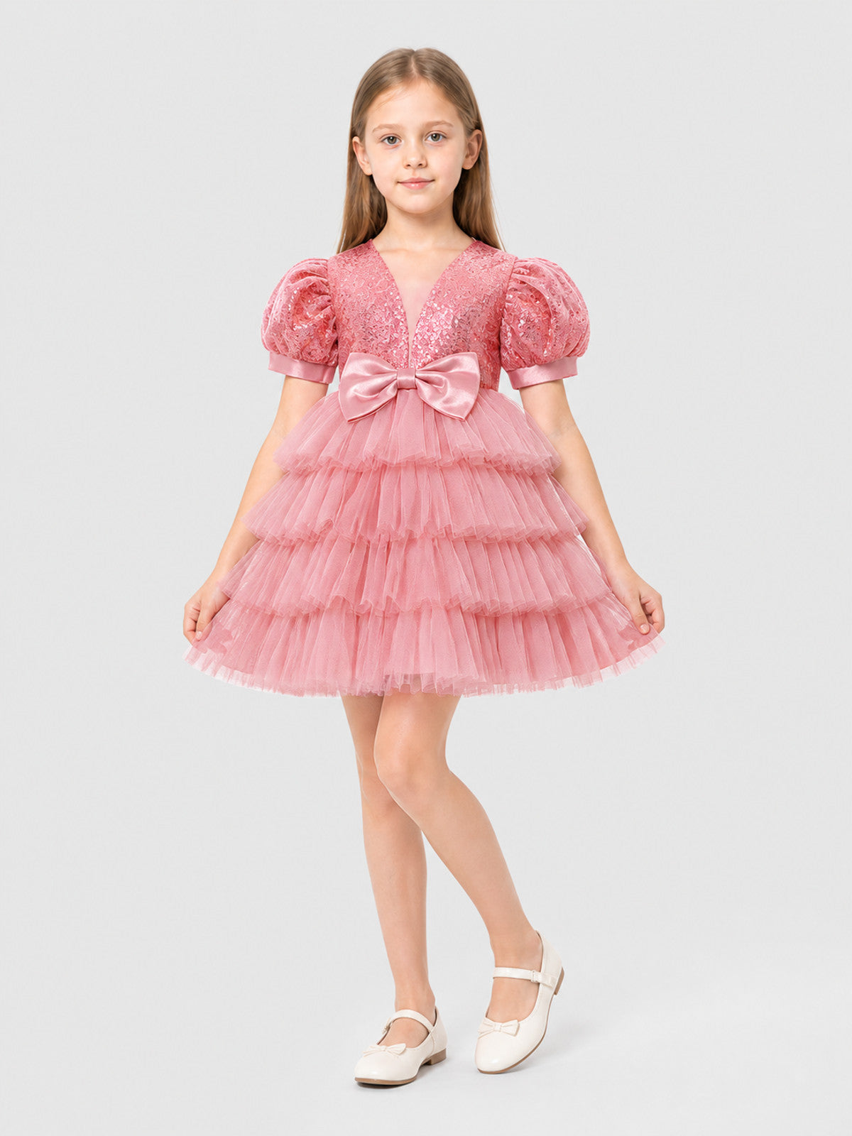 Girls' Tutu Dress with Sequins, Tulle, and Bow Costume Dresses detail