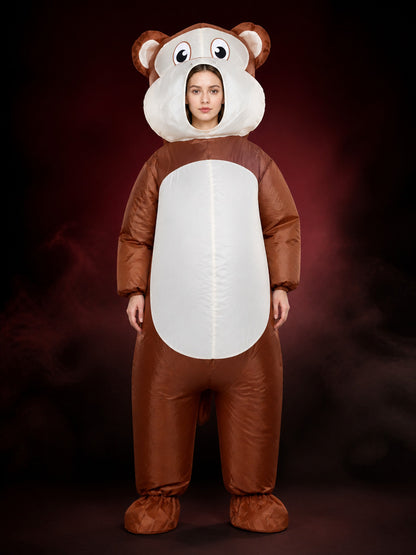 Customizable Inflatable Monkey Animal Onesie, Brown White Halloween Party main product view