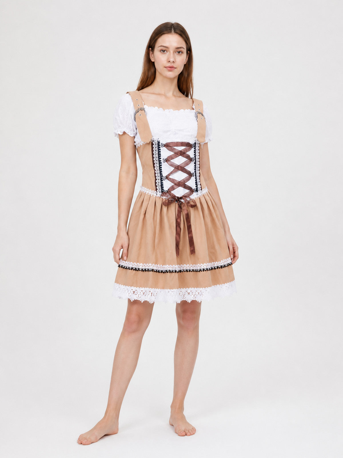 Bavarian-Style Dress with Lacing and Lace Costume Dresses detail