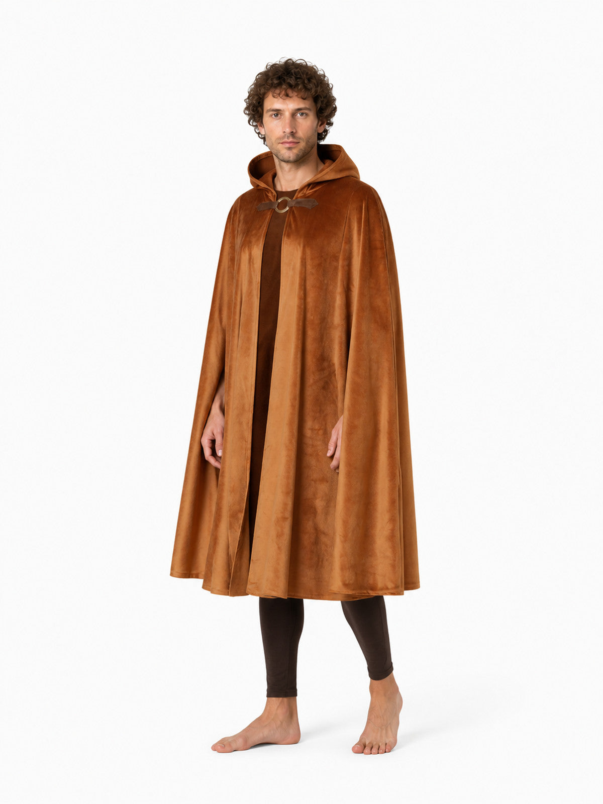 Medieval Suede Hooded Cloak for Halloween