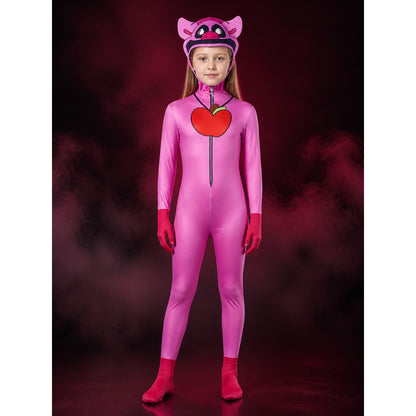 Pink Pig Hooded Onesie Costume, Full Body Animal Jumpsuit With Attached Face main product view