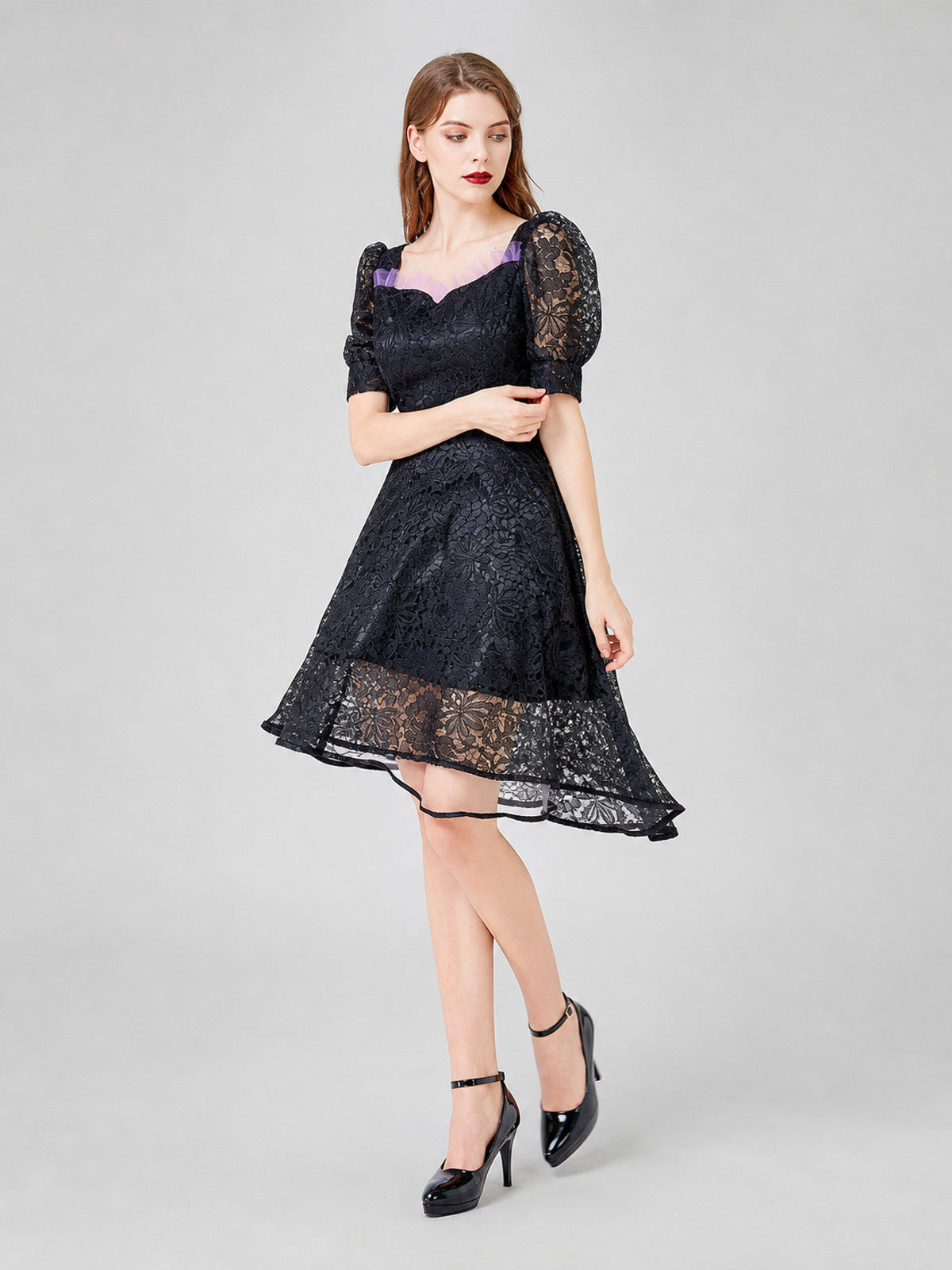 Gothic Lace Dress with a Square Neckline Costume Dresses detail