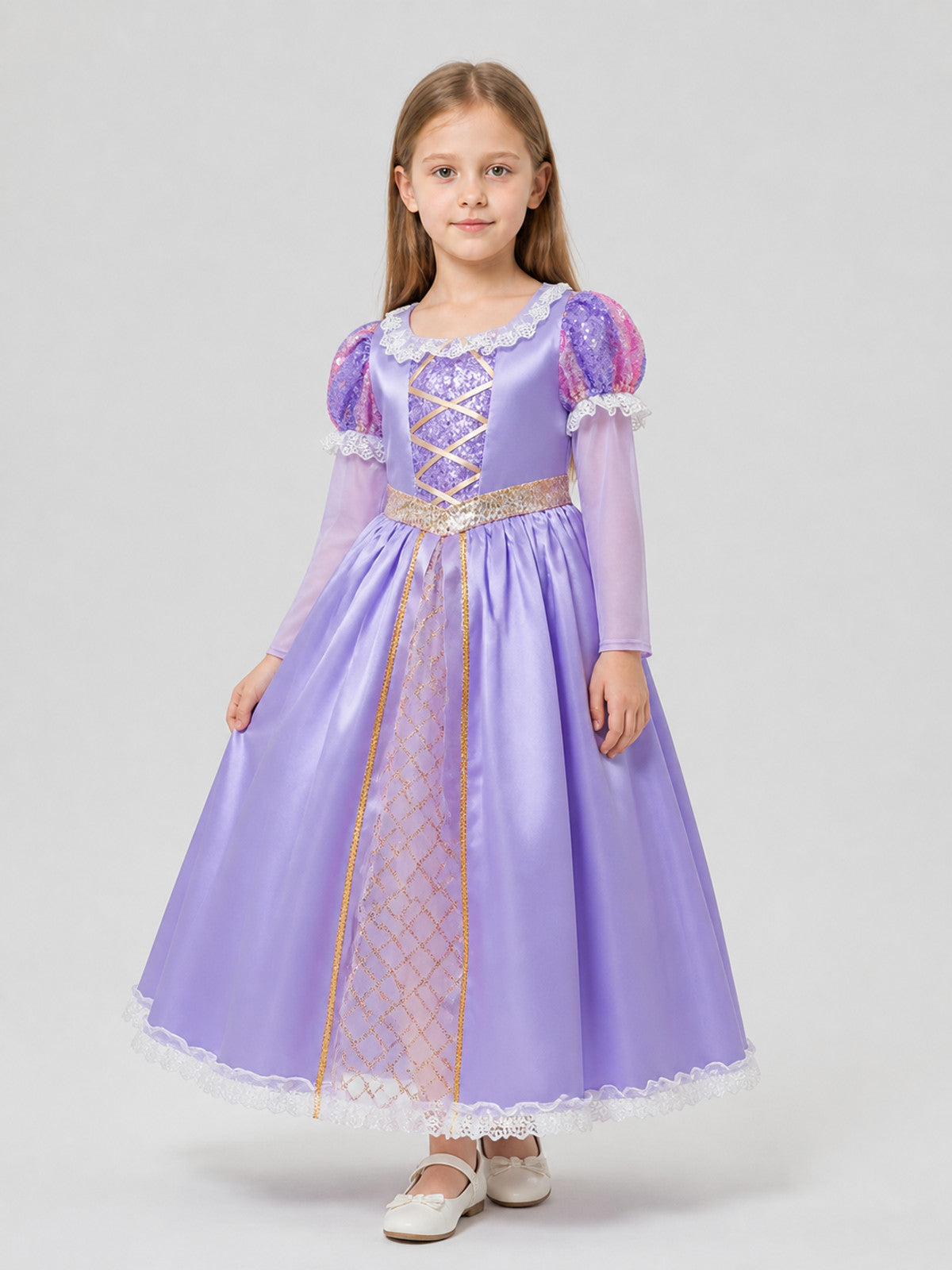 Purple Princess Dress for Cosplay, Sequins, Lace Costume Dresses detail