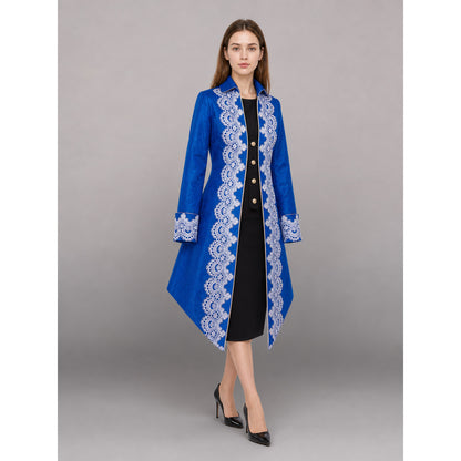 Blue costume tailcoat with decorative trim occasion guide