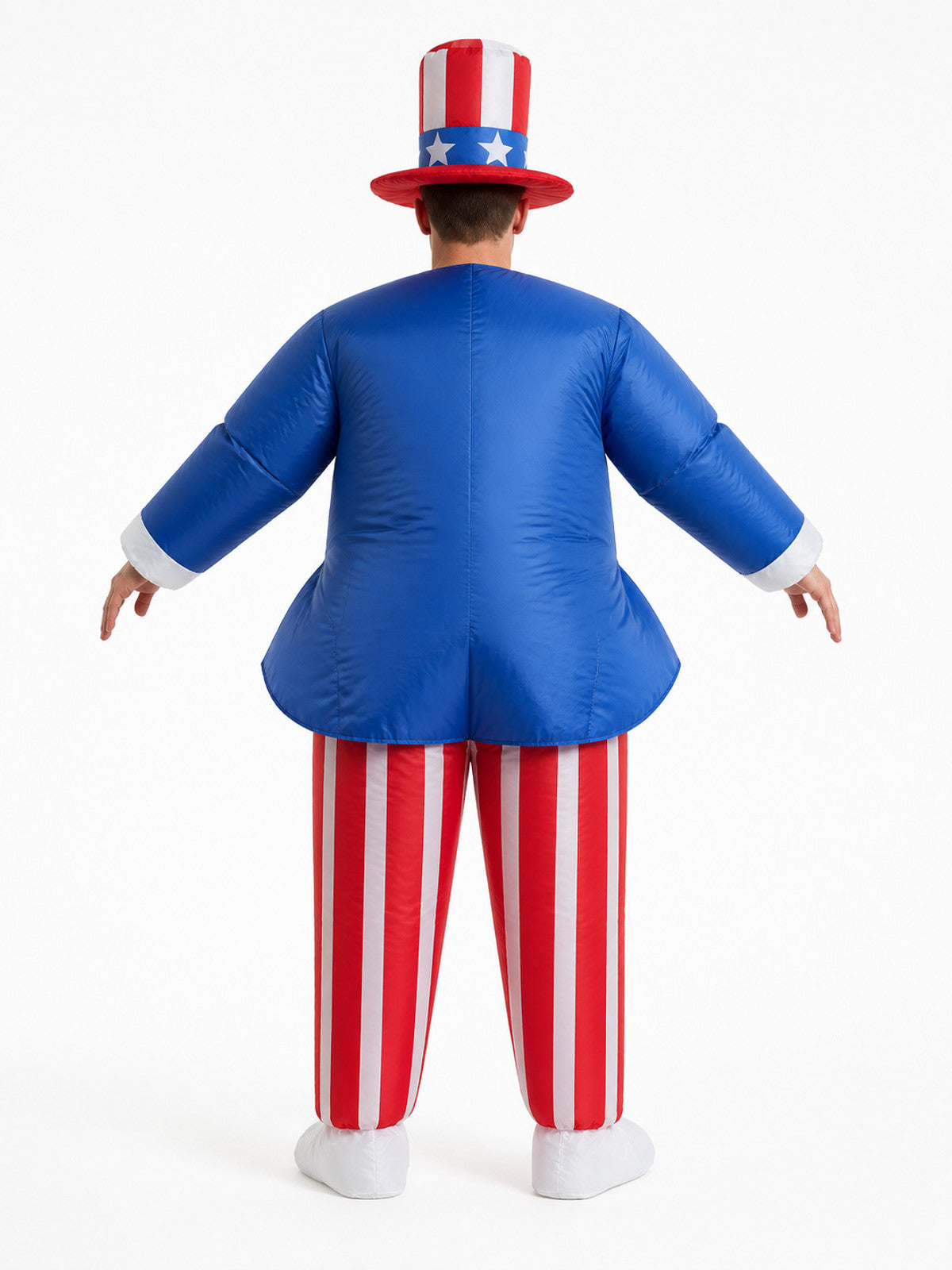 Inflatable Carnival Costume with Top Hat and Striped Print back view