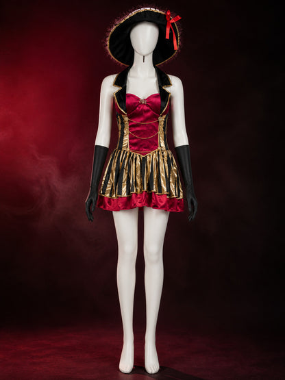 Pirate Costume with Bandeau Top and Flared Skirt for Cosplay main product view