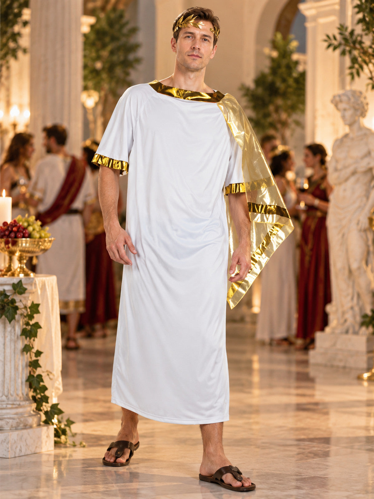 Ancient Greek Carnival Costume with Gold Cape