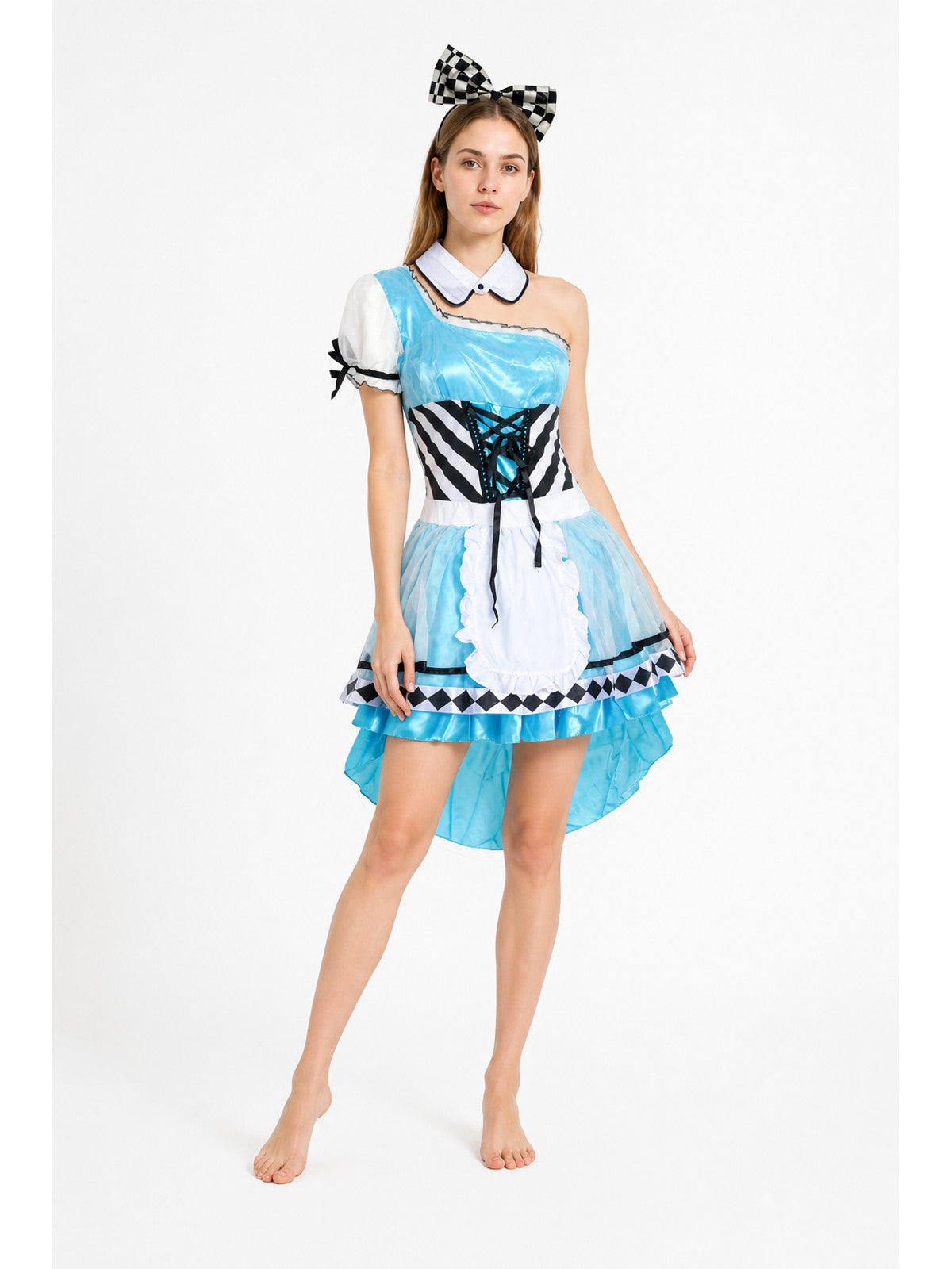 Princess Dress with Apron and Checkered Headband