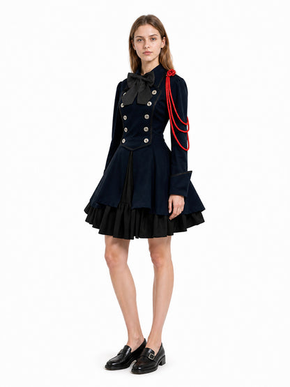 Gothic Dress with Bow and High Collar