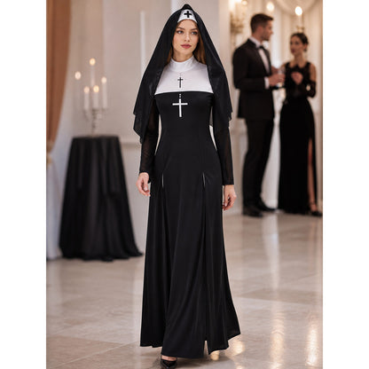 Cosplay costume: black robe with a cross