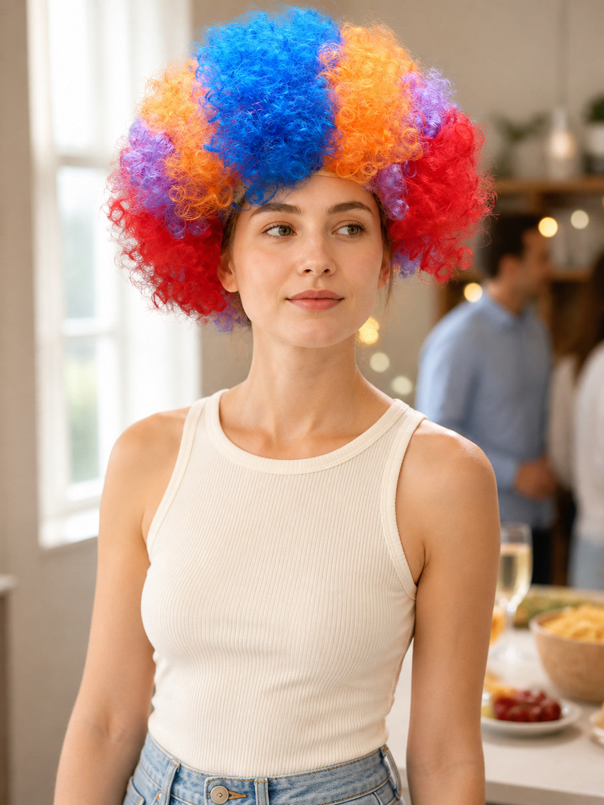 Multicolor Curly Voluminous Carnival Wig lifestyle view
