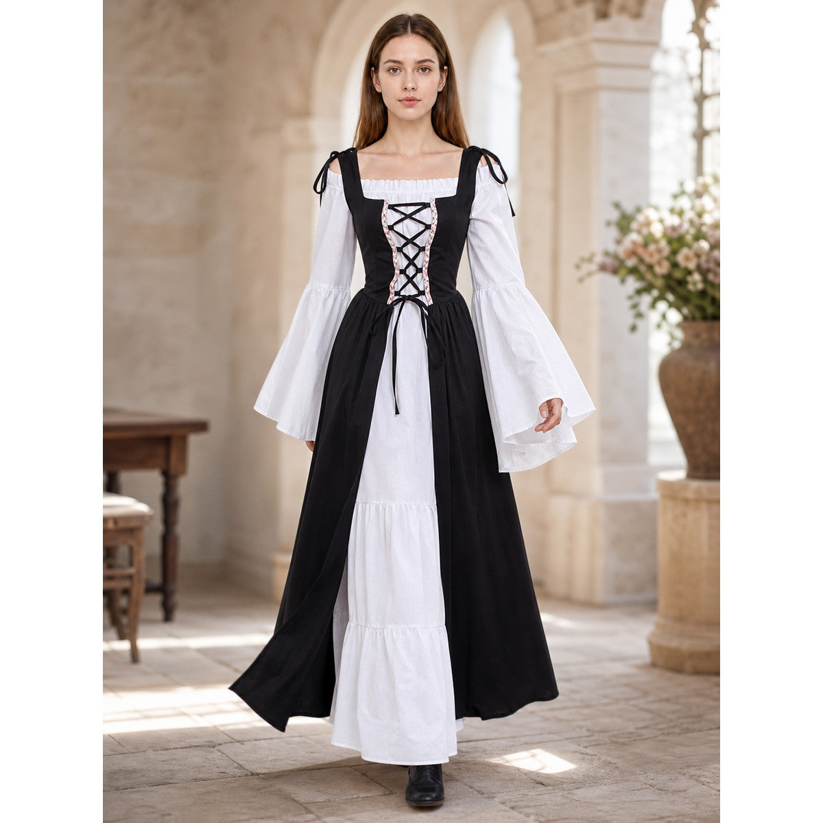 Gothic Medieval Dress with Corset Bodice