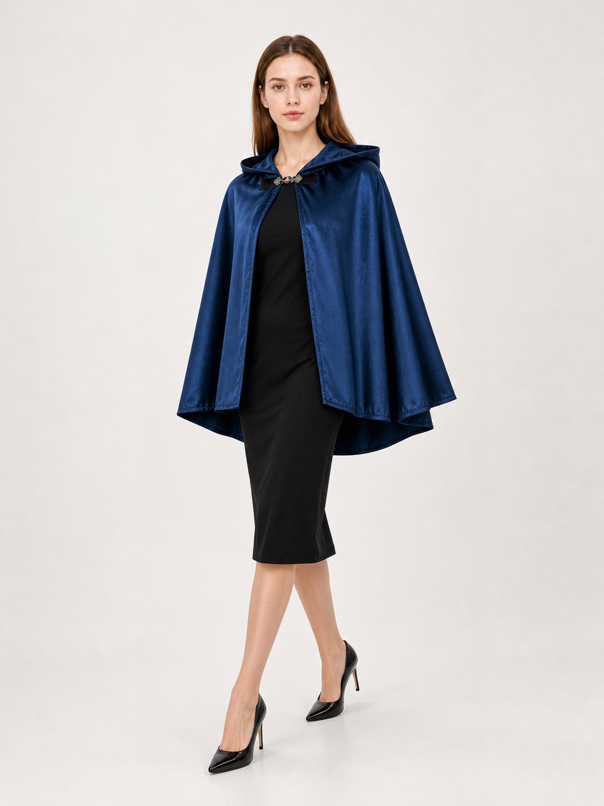 Blue Hooded Carnival Cape with Closure