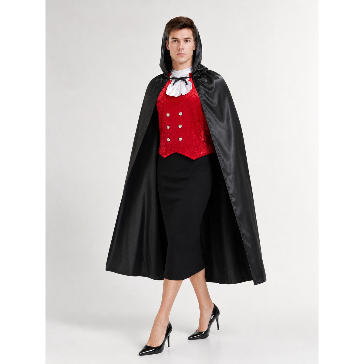 Black Hooded Carnival Cloak for Cosplay occasion guide