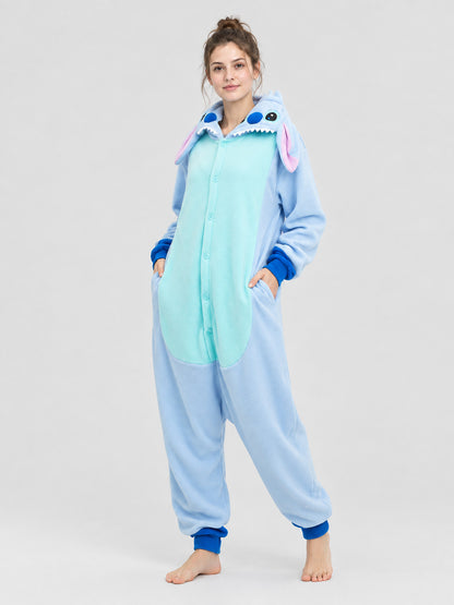 Fleece Hooded Pajama Jumpsuit with Ears