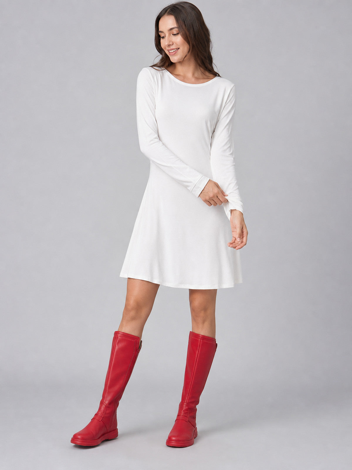 Red Tall Cosplay Boots with Flat Soles