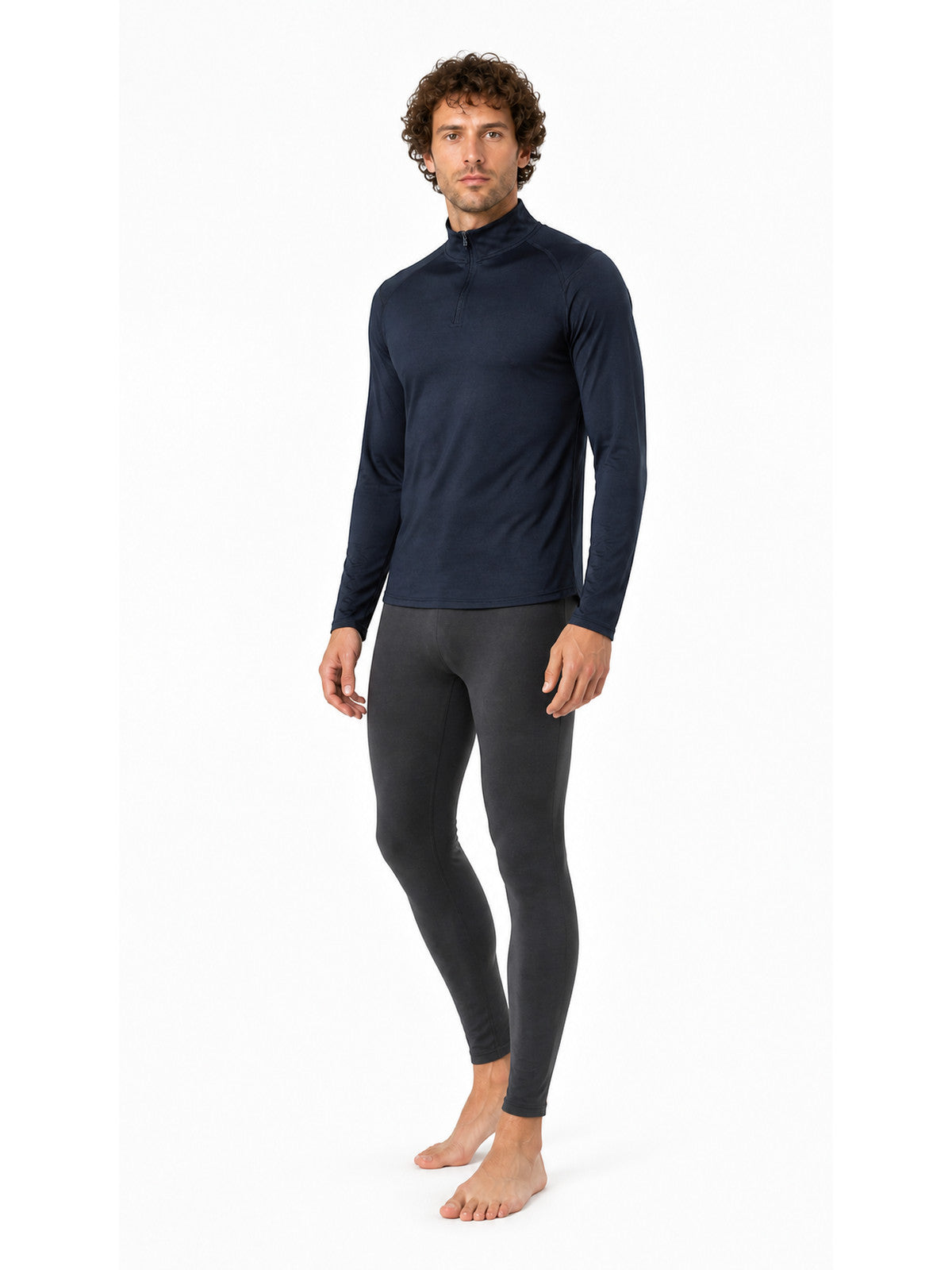 Fitted Dark Navy Half-Zip Jacket with Stand Collar product detail