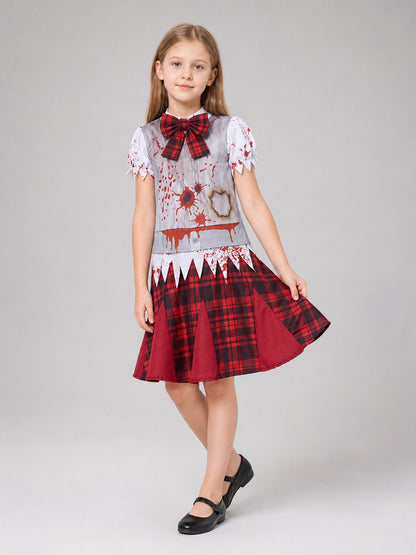 Zombie Costume: Top, Skirt, and Bow Tie Costume Accessories detail