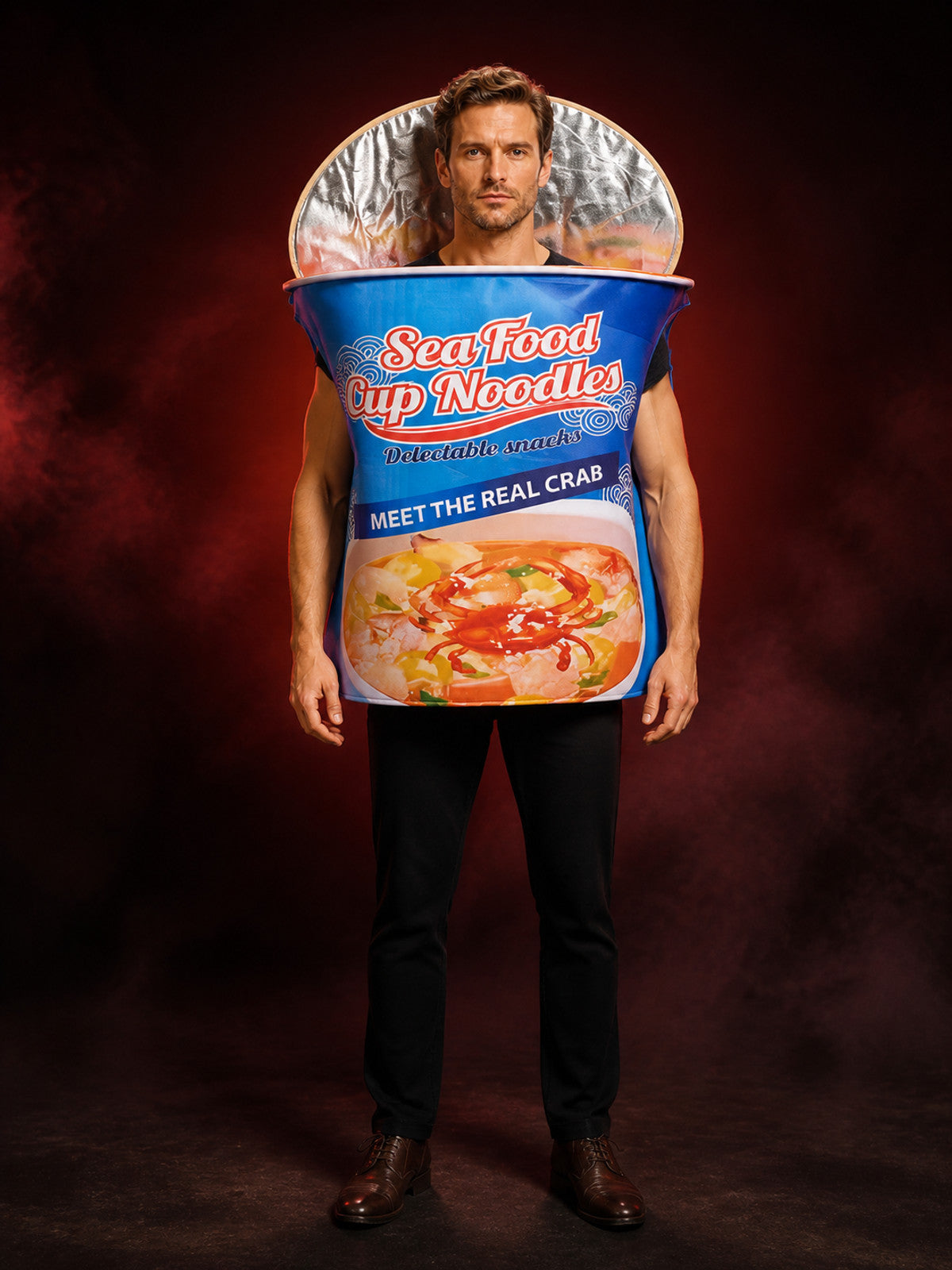 Adult Unisex Seafood Cup Noodles Crab Halloween Costume Jumpsuit main product view