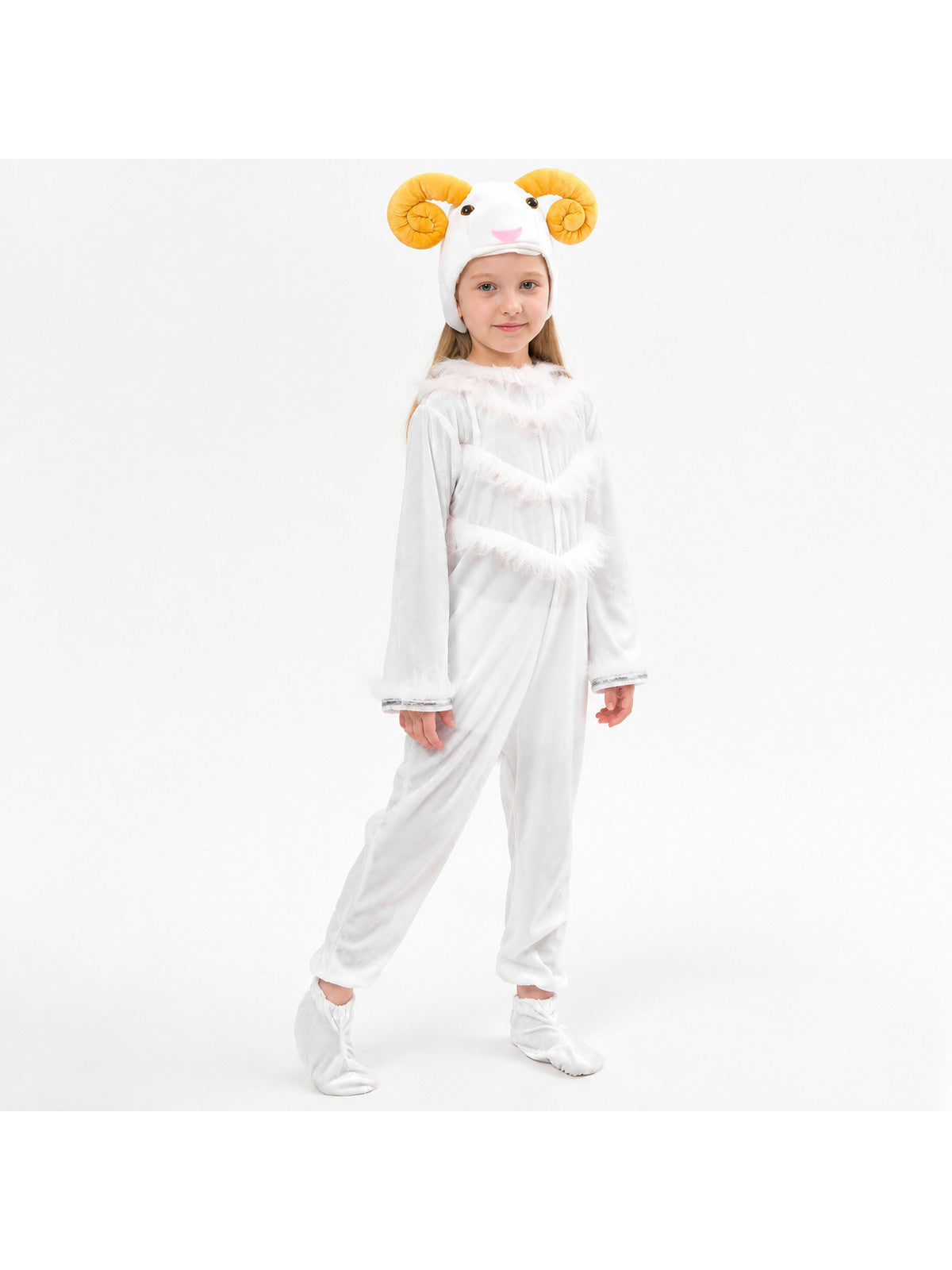 White Animal Costume with Hood and Horns