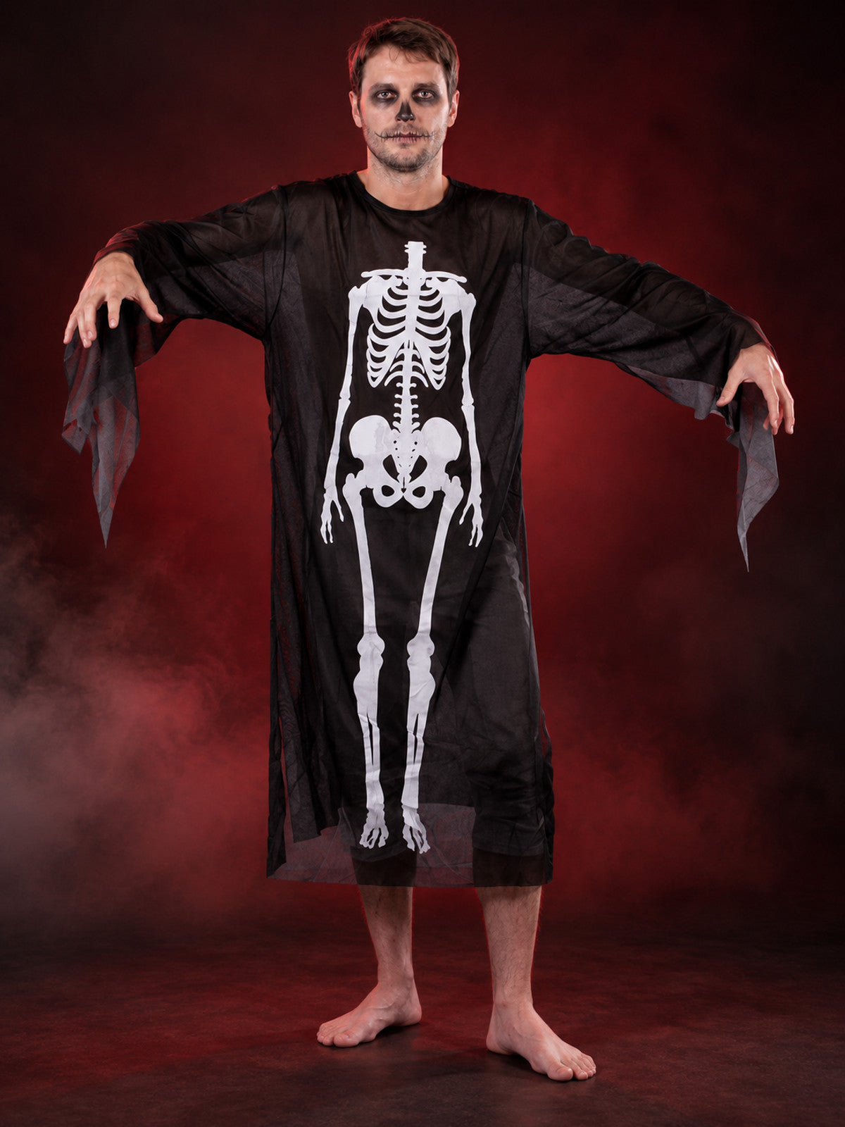 Adult Skeleton Costume with White Print