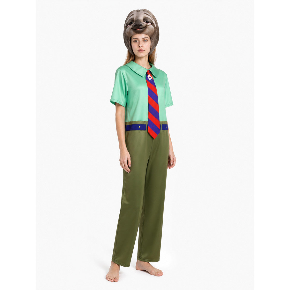 Sloth Hooded Jumpsuit Costume with Tie lifestyle