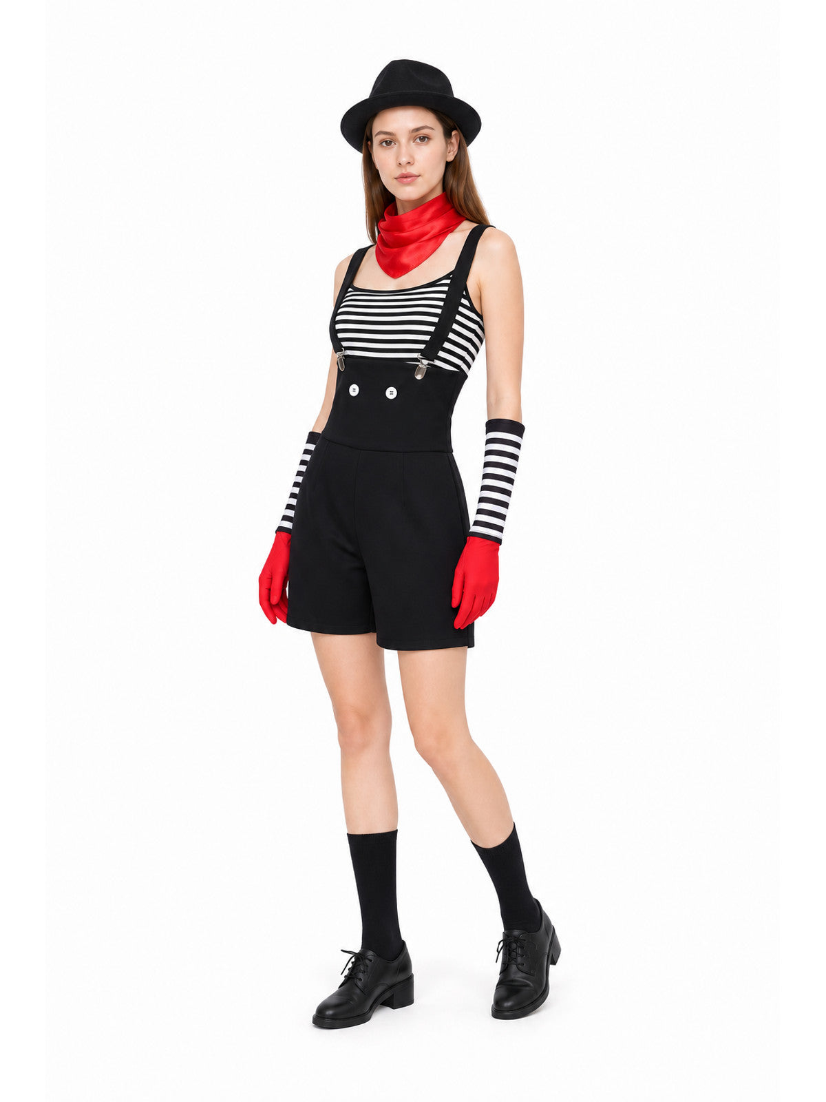 Striped Cosplay Costume with Suspenders for Festivals Costumes detail