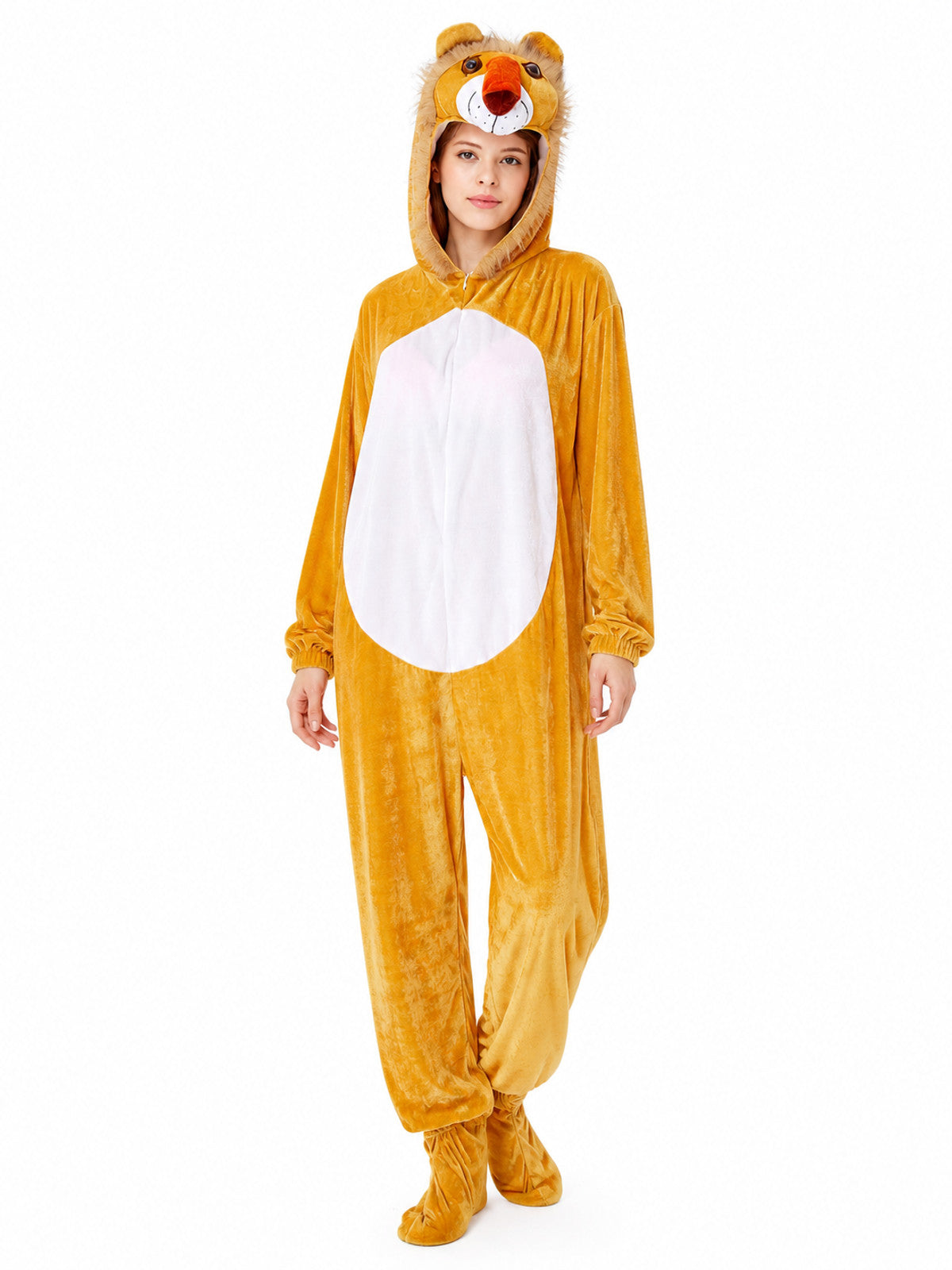 Lion Hooded Jumpsuit with Long Sleeves