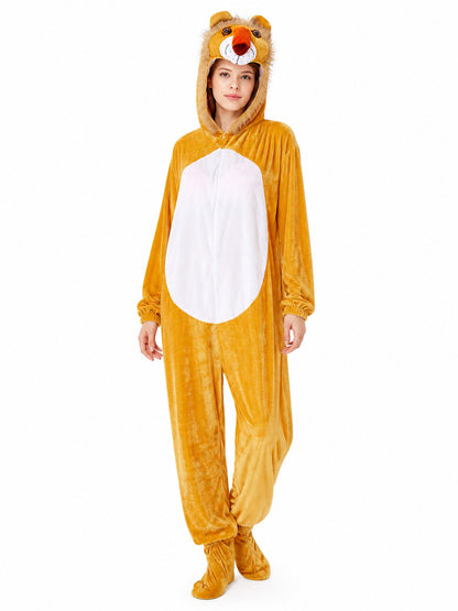 Lion Hooded Jumpsuit with Long Sleeves